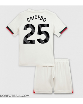 Billige Fotballdrakt Chelsea Moises Caicedo #25 Replika Bortedraktsett Barn 2025-26 Kortermet (med bukser)